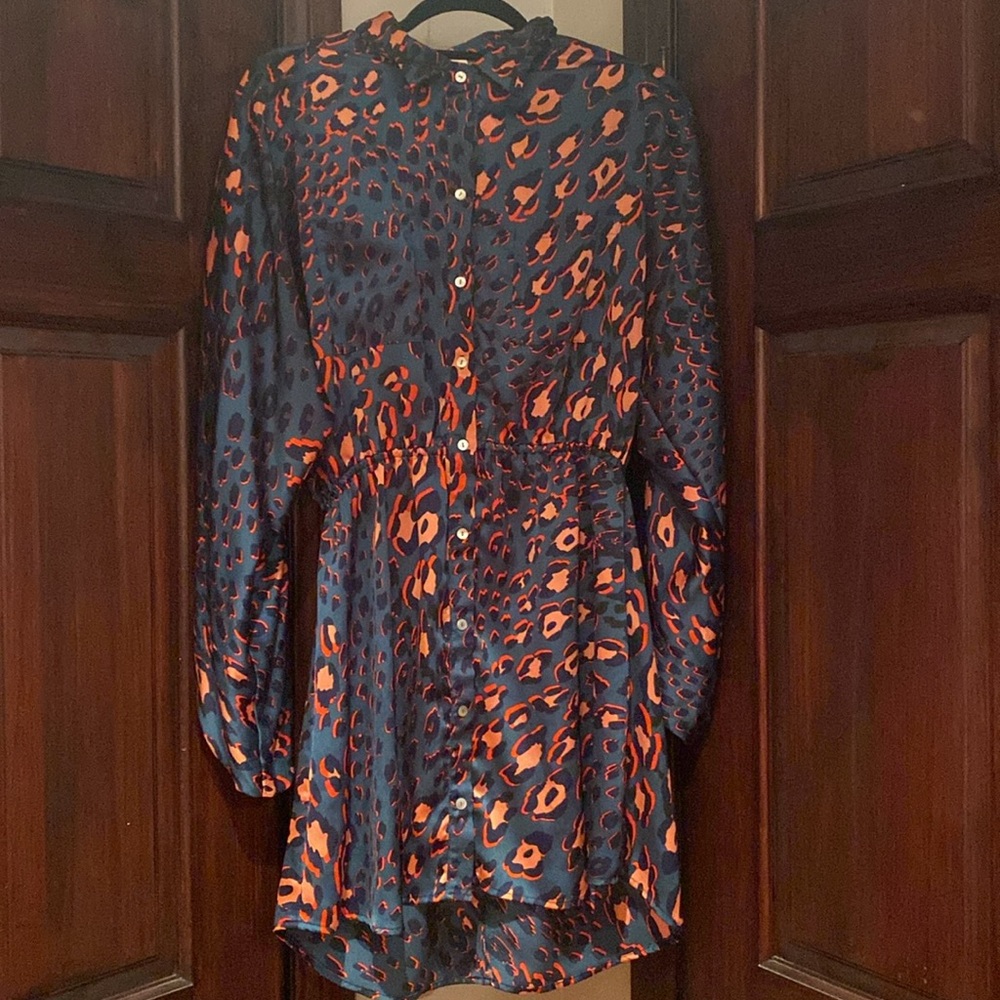 lovestitch Navy and Orange Leopard Print Mini Dress
